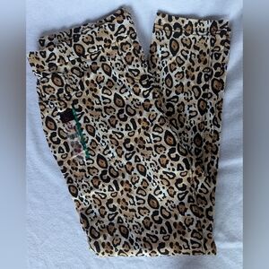 Rockabilly Leopard Pants Pull On Straight Tapered Leg Stretch Size XL